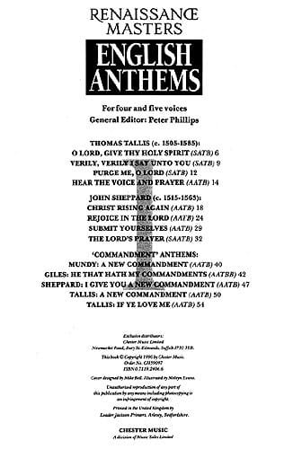 English Anthems Partition Chœur