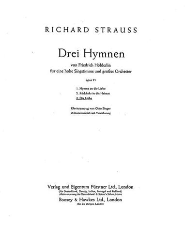 Die Liebe Op. 71-3. Voix Haute Richard Strauss Partition Mélodies