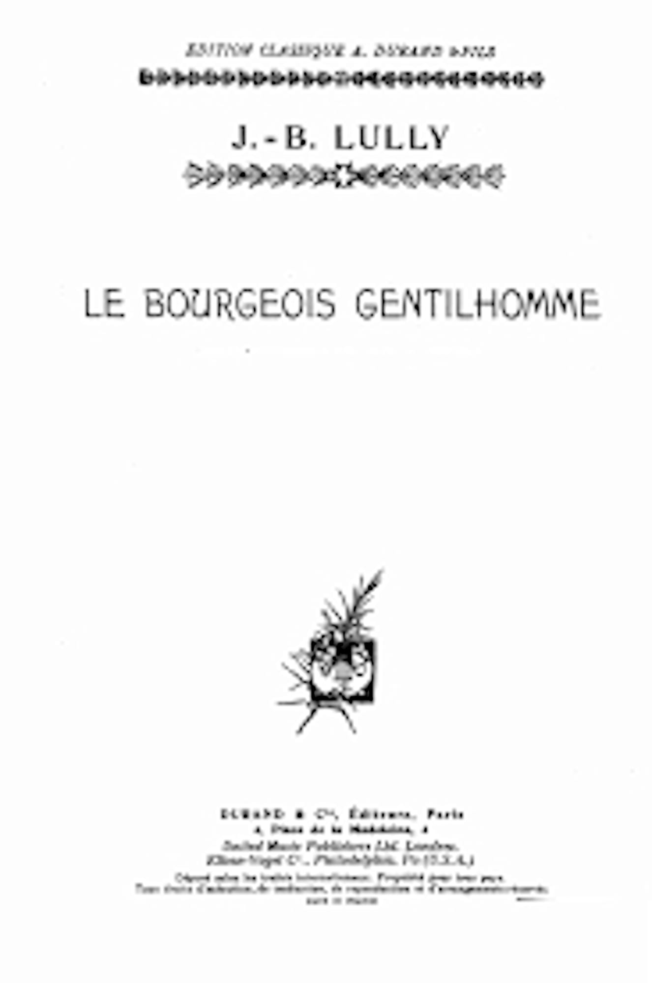 Menuet du Bourgeois Gentilhomme LULLY Partition Piano