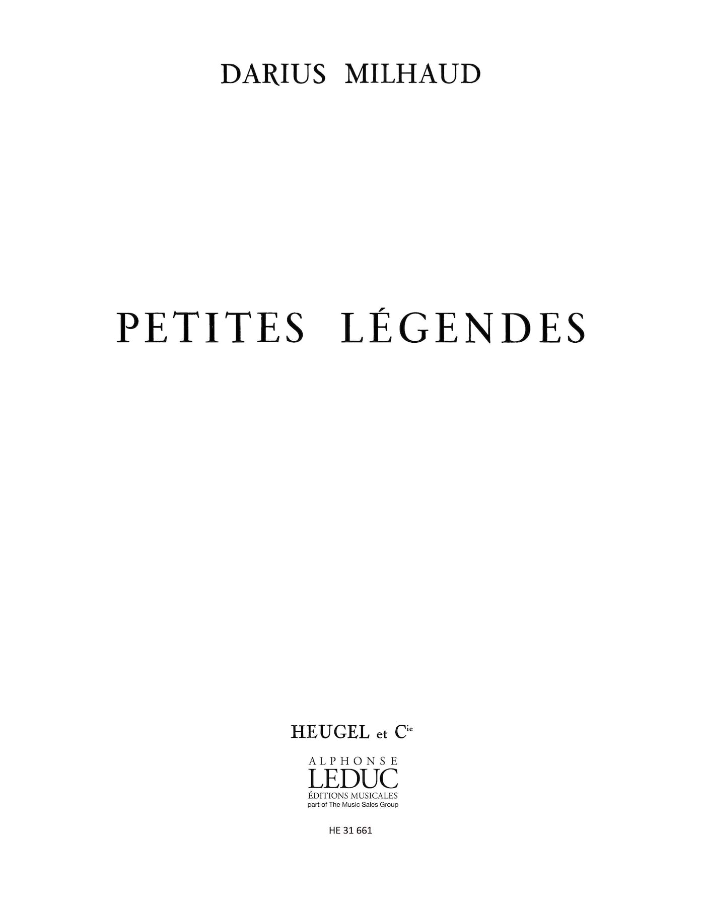 Petites Légendes MILHAUD Partition Mélodies