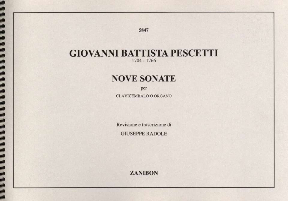 9 Sonate Giovanni Battista Pescetti Partition