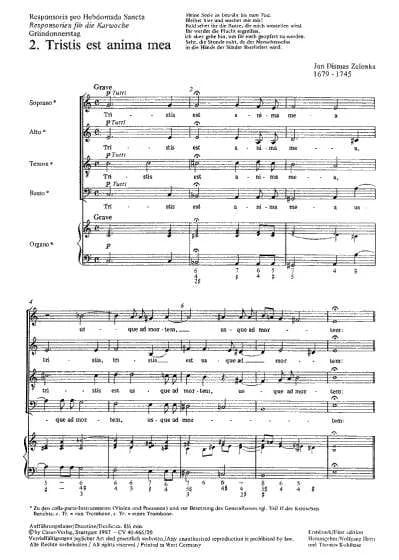 Tristis est anima mea ZELENKA Partition