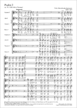 Der Zweite Psalm Op. 78-1 MWV B 41 MENDELSSOHN Partition Chœur