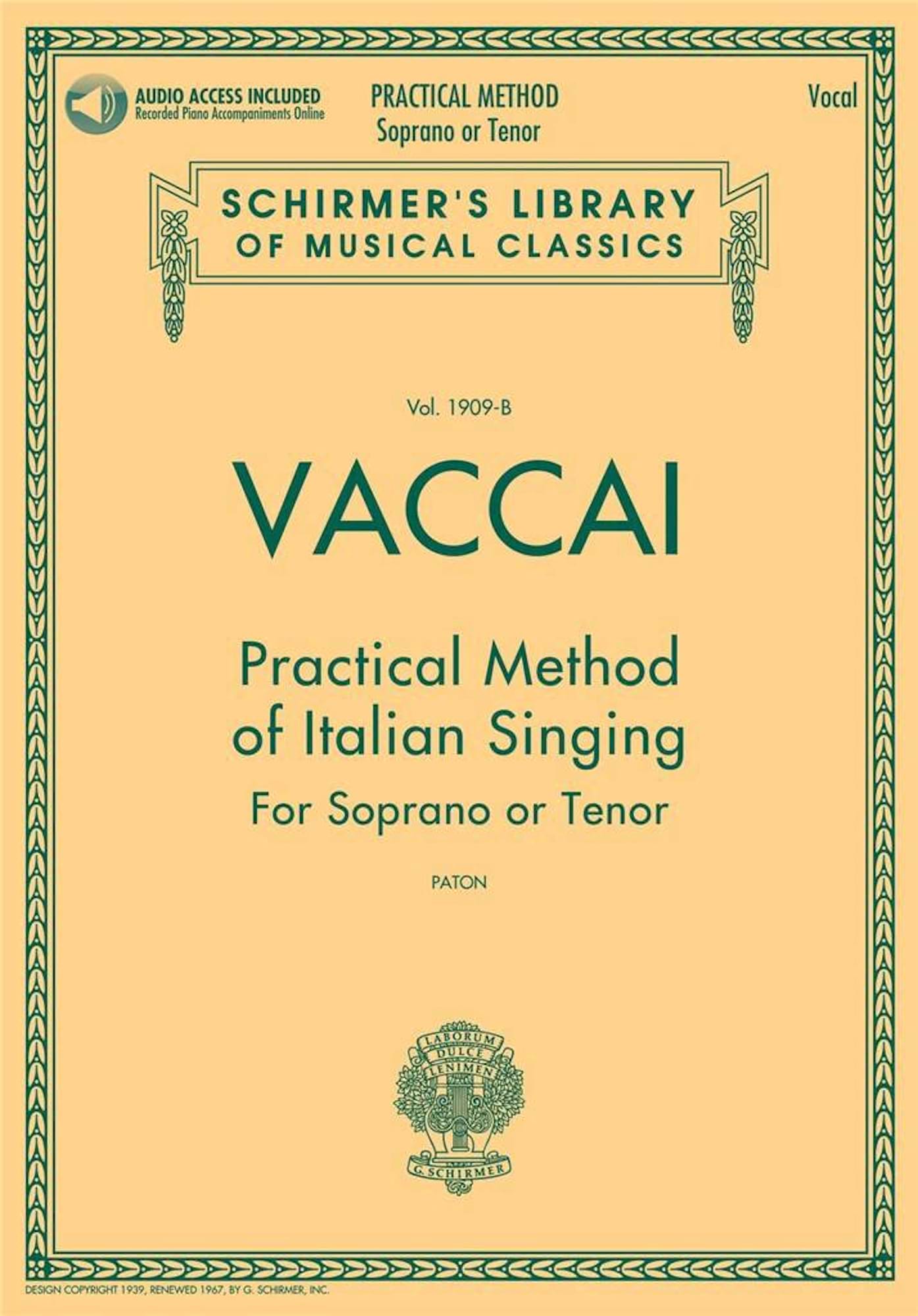 Practical Method of Italian Singing Vaccai Nicola Partition Pédagogie