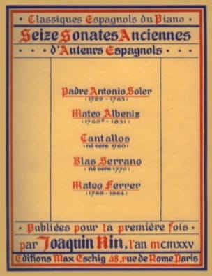 16 Sonates Anciennes D'auteurs Espagnols Partition Clavecin