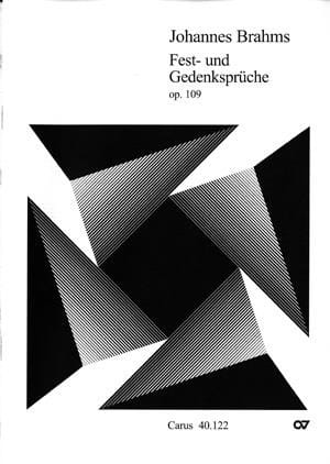 Fest Und Gedenksprüche Opus 109 BRAHMS Partition Chœur