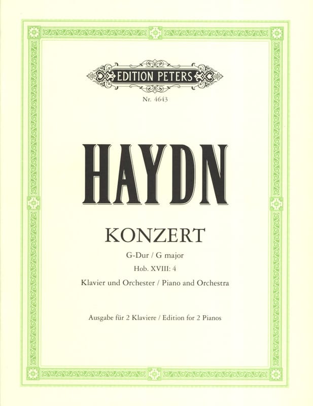 Concerto En Sol Majeur Hob 18-4 HAYDN Partition Piano