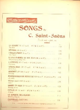 Pastorale SAINT-SAËNS Partition Duos