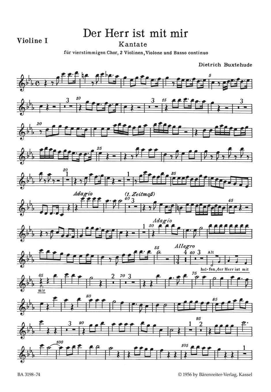 Der Herr Ist Mit Mir. Violon 1 BUXTEHUDE Partition