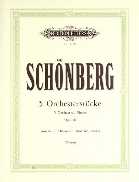 5 Pièces Pour Orchestre Op. 16. 2 Pianos SCHOENBERG Partition Piano
