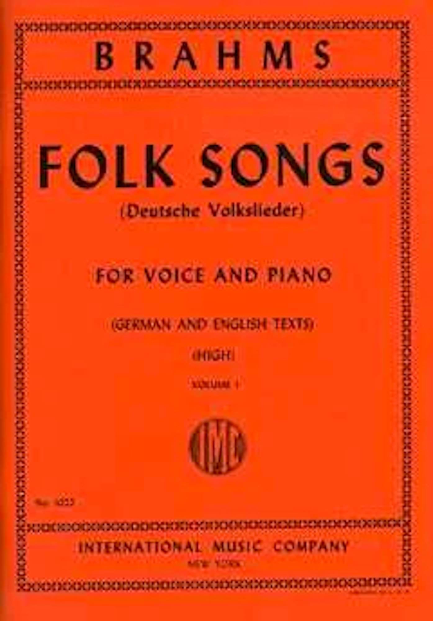 Deutsche Volkslieder Volume 1 Voix Haute BRAHMS Partition Mélodies