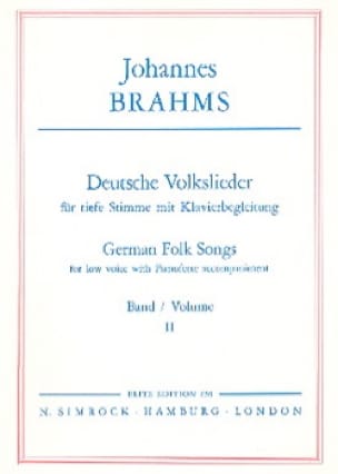 Deutsche Volkslieder Volume 2 Voix Grave BRAHMS Partition Mélodies