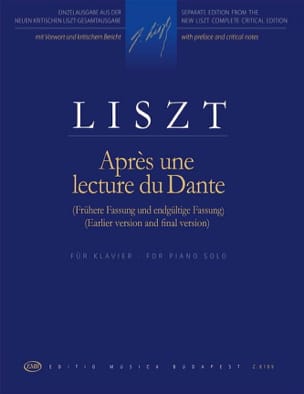 Après une lecture de Dante LISZT Partition Piano