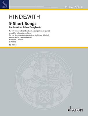 9 Short Songs HINDEMITH Partition Chœur