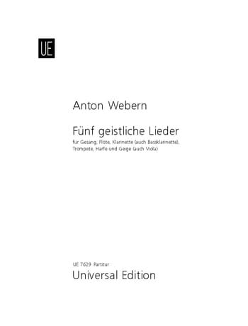 Fünf Geistliche Lieder WEBERN Partition