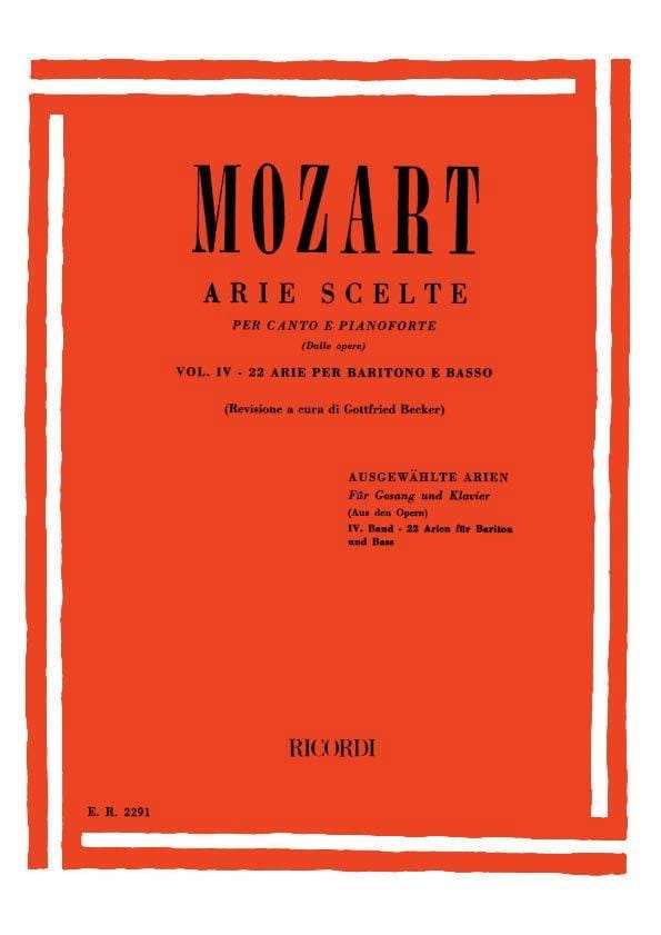 22 Arie Scelte Baryton Volume 4 MOZART Partition Opéras