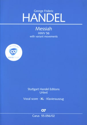 Messiah Hwv 56 avec ornementations XL Format HAENDEL Partition Chœur