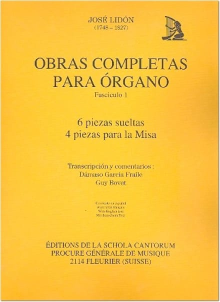 Obras Completas Volume 1 José Lidon Partition Orgue