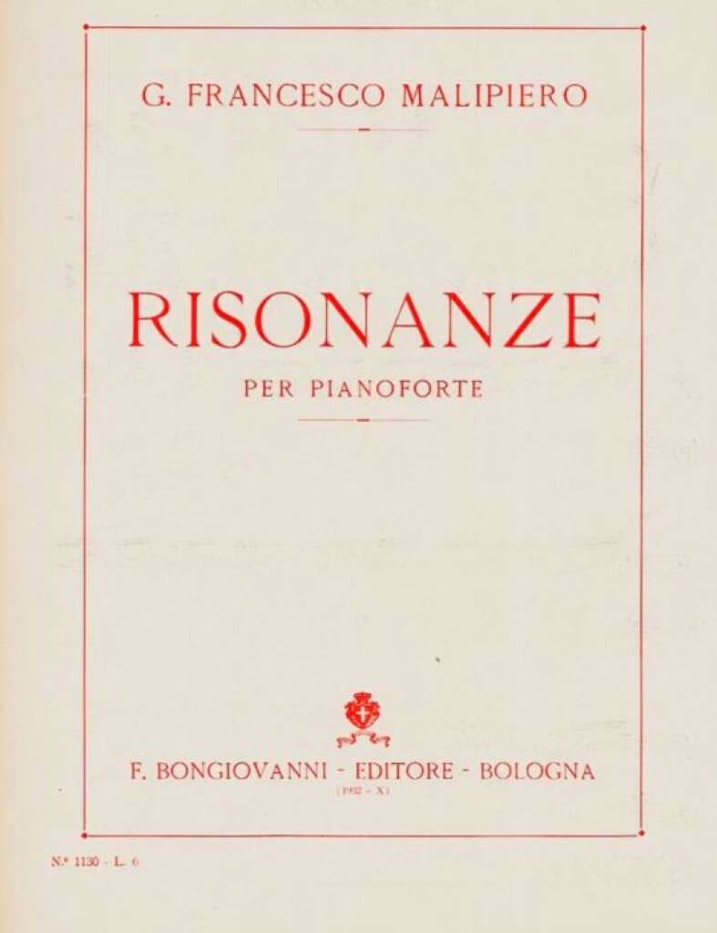 Risonanze Gian Francesco Malipiero Partition