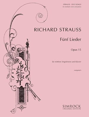 5 Lieder Opus 15. Voix Moyenne Richard Strauss Partition Mélodies