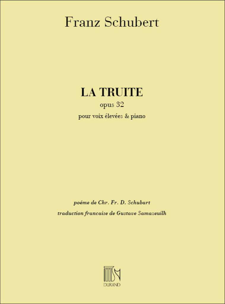La Truite Opus 32. Voix Moyenne. SCHUBERT Partition Mélodies