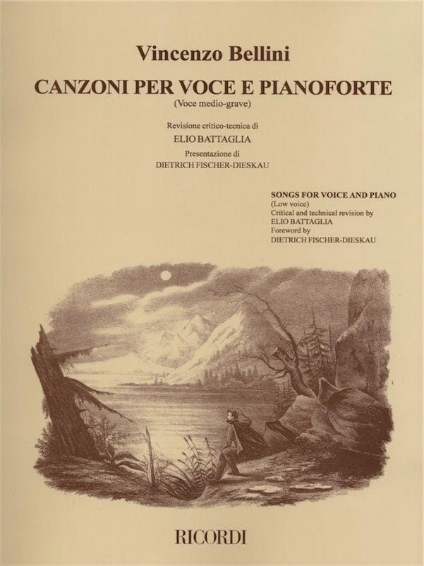 Canzoni Per Voce E Pianoforte. Voix Moyenne BELLINI Partition Mélodies