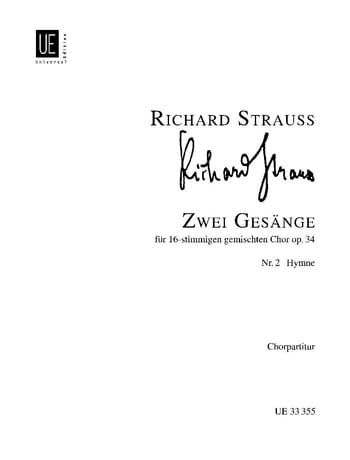 2 Gesänge Op. 34-2. Hymne Richard Strauss Partition Chœur