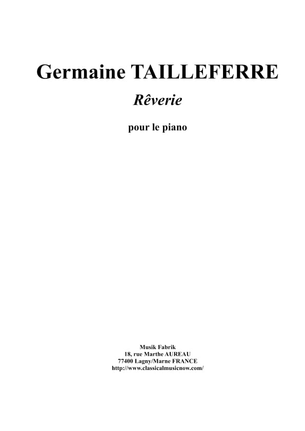 Rêverie - Germaine Tailleferre - Partition - Piano