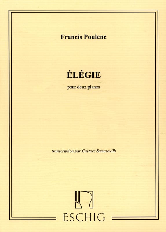 Elégie - 2 Pianos POULENC Partition Piano