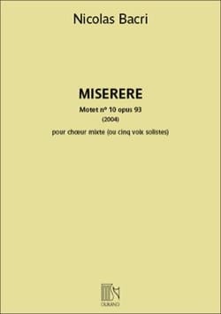 Miserere Nicolas Bacri Partition Chœur