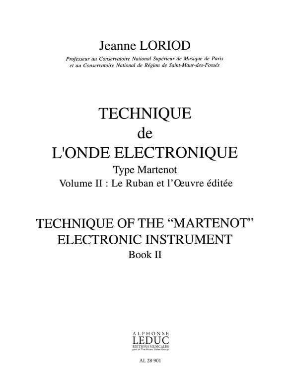 Technique De L'Onde J. Loriod Partition