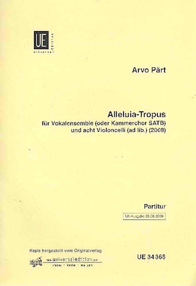 Alleluja-Tropus PÄRT Partition