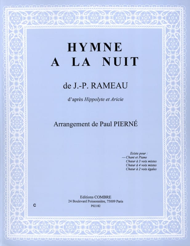 Hymne A la Nuit. Hippolyte et Aricie RAMEAU Partition Opéras