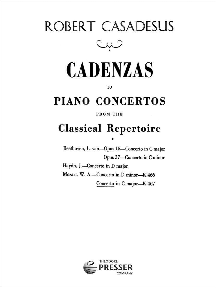 Cadences Pour le Concerto KV 467 - CASADESUS - Partition - Piano