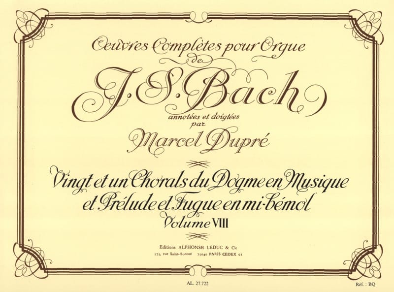 Oeuvres Complètes pour Orgue Volume 8 BACH / DUPRE Partition Orgue