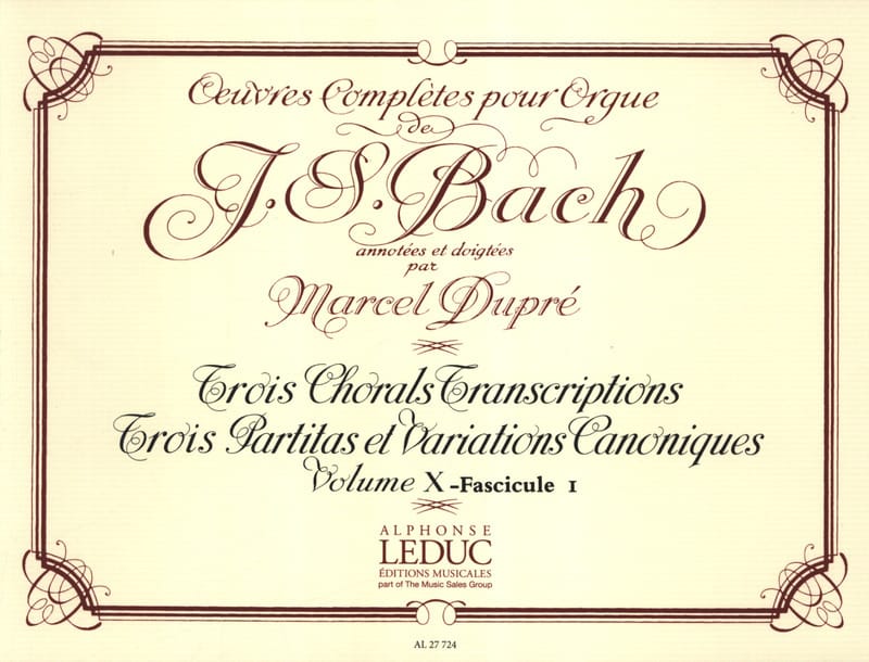 Oeuvres Complètes pour Orgue Volume 10/1 BACH / DUPRE Partition Orgue