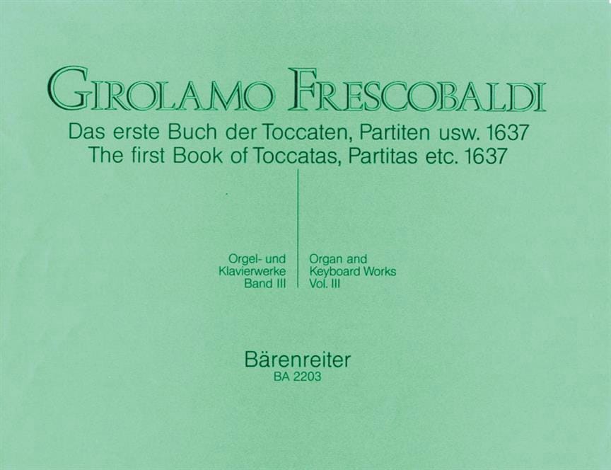 Orgel und Klavierwerke. Band 3 FRESCOBALDI Partition Orgue