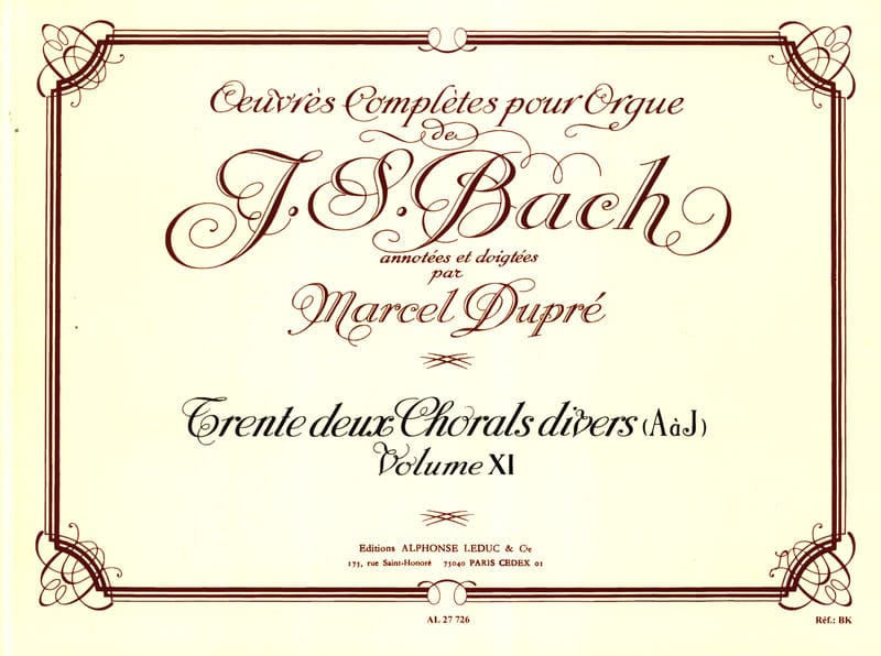 Oeuvres Complètes pour Orgue Volume 11 BACH / DUPRE Partition Orgue