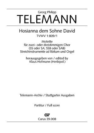 Hosianna Dem Sohne David TELEMANN Partition Chœur