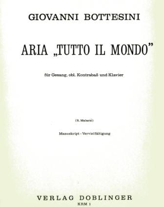 Aria : Tutto il Mondo BOTTESINI Partition Contrebasse