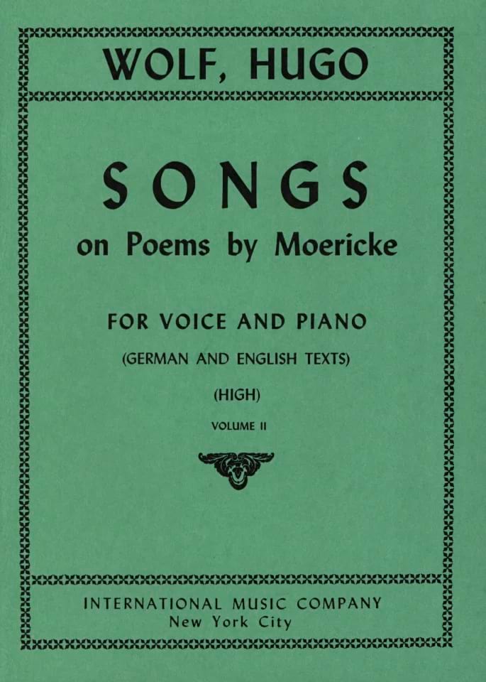 Songs By Moericke Volume 2. Voix Haute Hugo Wolf Partition Mélodies
