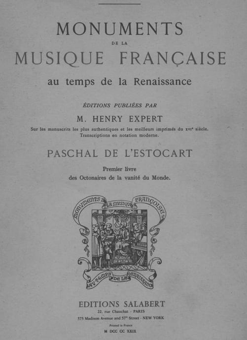 1er Livre des Octonaires de la Vanité du Monde - Paschal De L'Estocart
