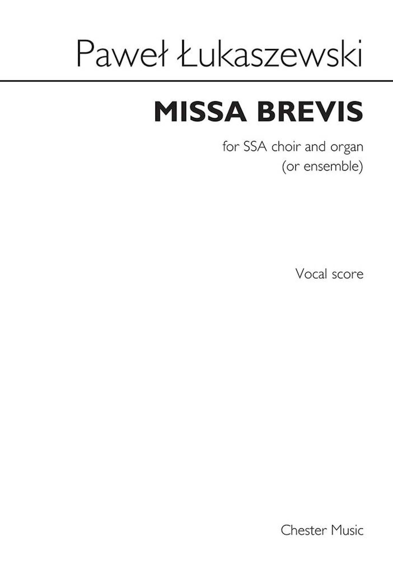 Missa Brevis Pawel Lukaszewski Partition Chœur