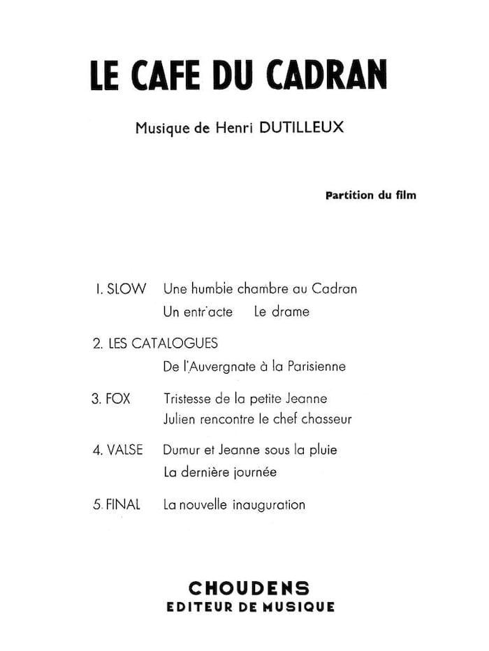 Le Cafe Du Cadran DUTILLEUX Partition