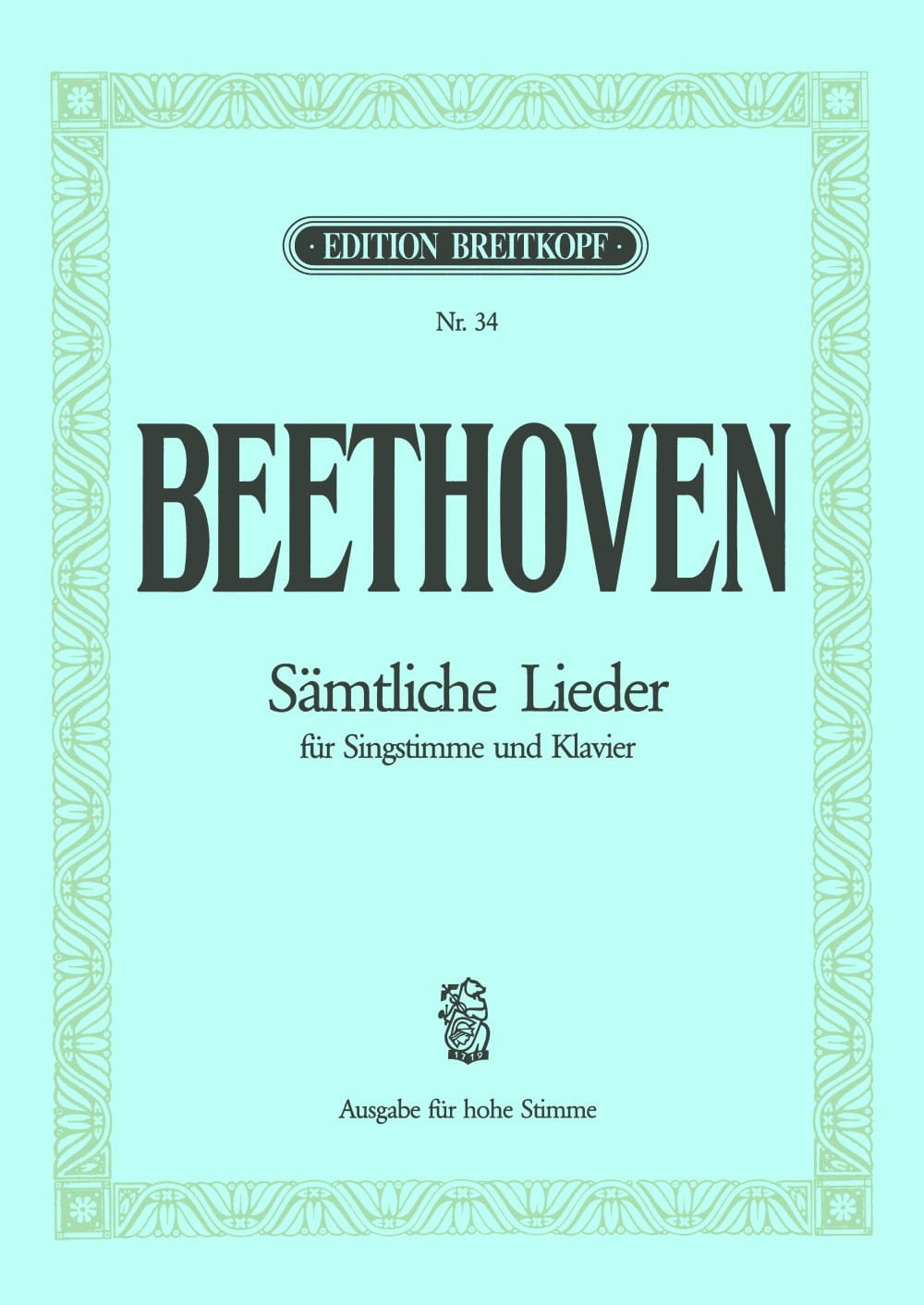 Sämtliche Lieder. Voix Haute BEETHOVEN Partition Mélodies