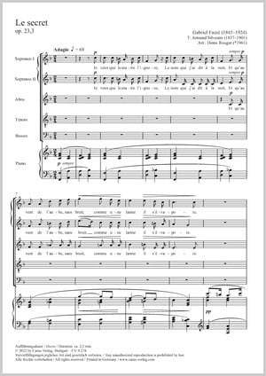 Le Secret - SSATB - FAURÉ - Partition - Chœur