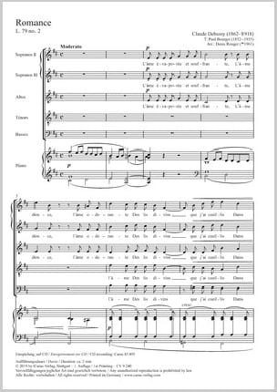 Parcourir les pages de Romance - SSATB - DEBUSSY - Partition - Chœur