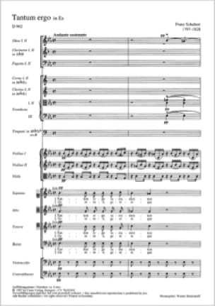 Tantum Ergo D 962 n Mi Bémol Majeur SCHUBERT Partition Chœur