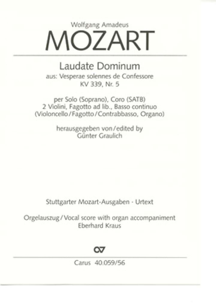 Laudate Dominum KV 339 MOZART Partition