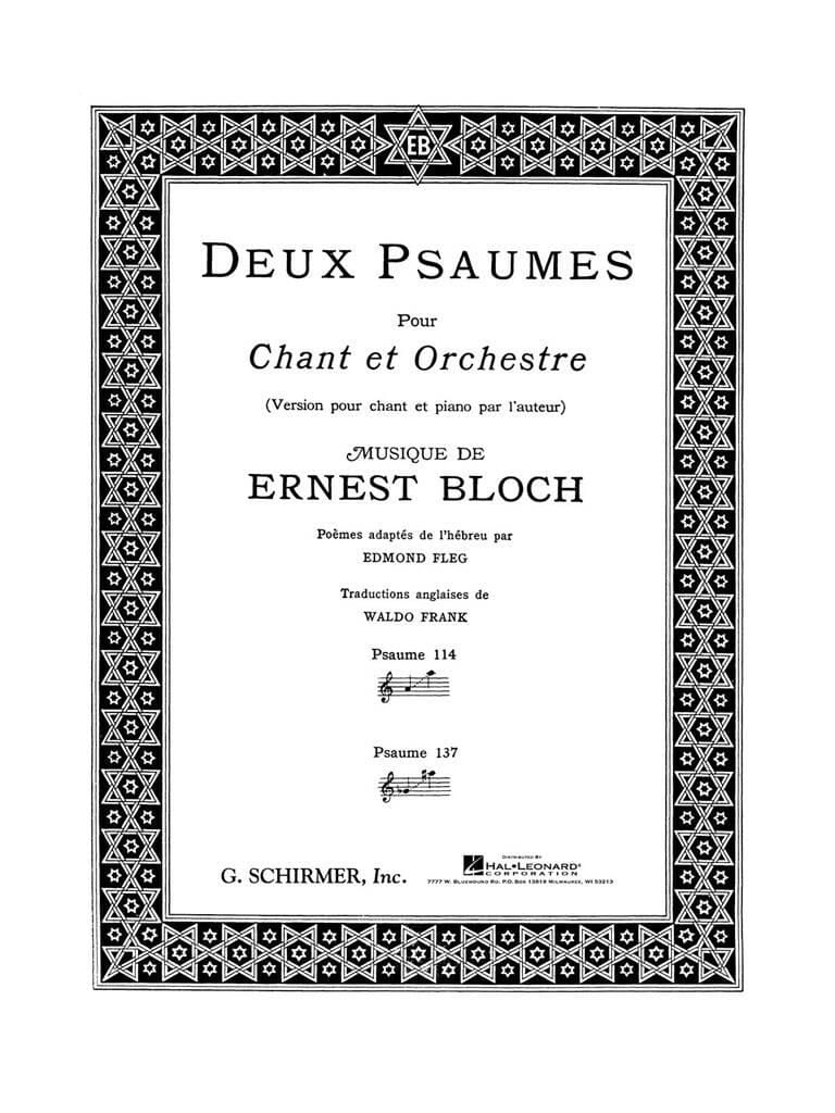 2 Psaumes 114 et 137 BLOCH Partition Mélodies